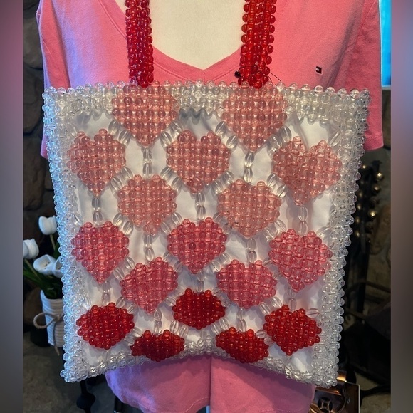 ISAAC Mizrahi Beaded Heart Tote Purse Bag, NWT